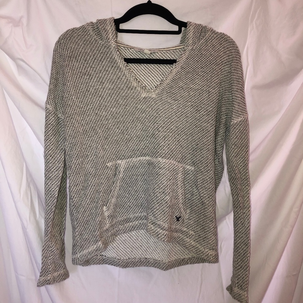 Grey Hoodie Sweatshirt with Front Pocket